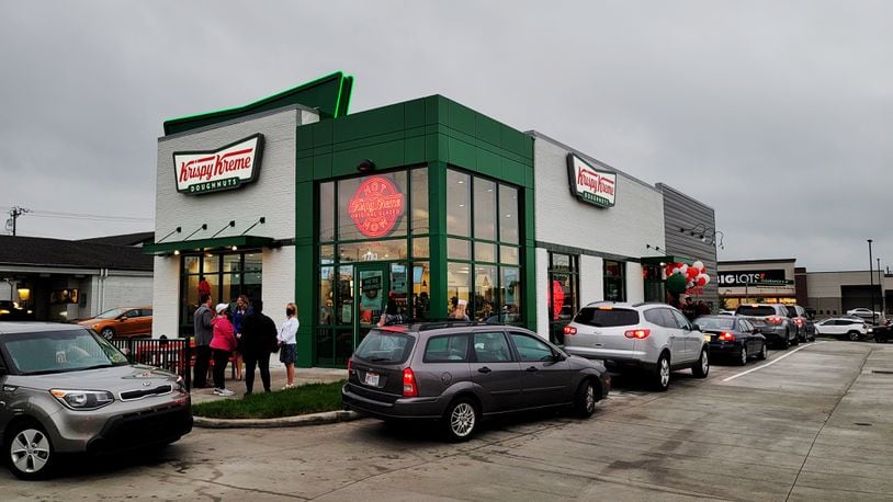The drive-through at Krispy Kreme, the first Butler County location, was busy this morning on the first day the restaurant was open. NICK GRAHAM/STAFF