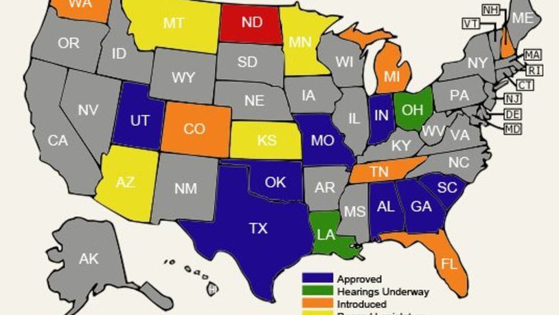 States that have introduced and/or approved legislation to join the federal health care compact.
