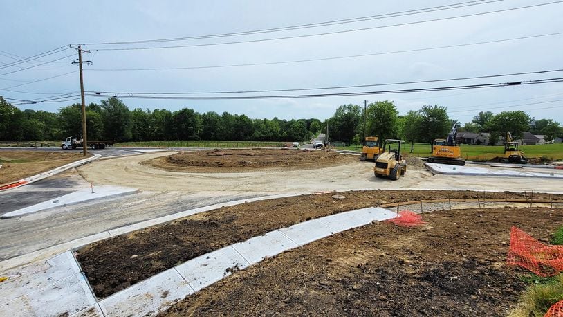 Crews had to basically rip out a portion of the new roundabout at LeSourdsville Wester Chester and Millikin roads to fix an issue with the elevations.