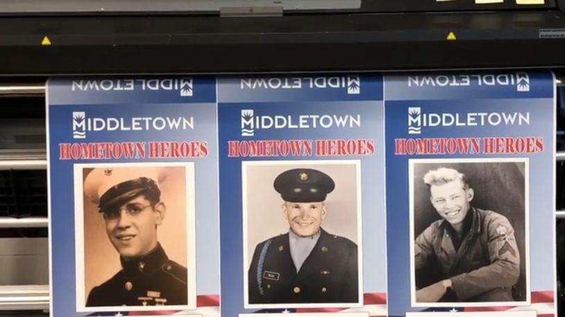 Hometown Heroes banners will be hung along Central Avenue from Charles Street to Main Street in Middletown. They were sold for $115, at cost, a city official said. CONTRIBUTED