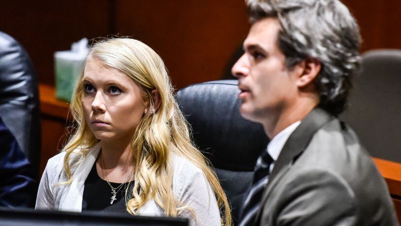 Brooke Skylar Richardson, the Carlisle teen charged with aggravated murder for the death of her infant found buried in the back yard, appeared in Warren County Court with her defense attorney Charles M. Rittgers, for pretrial hearing, Wednesday, Sept. 27, 2017 in Lebanon. NICK GRAHAM / STAFF