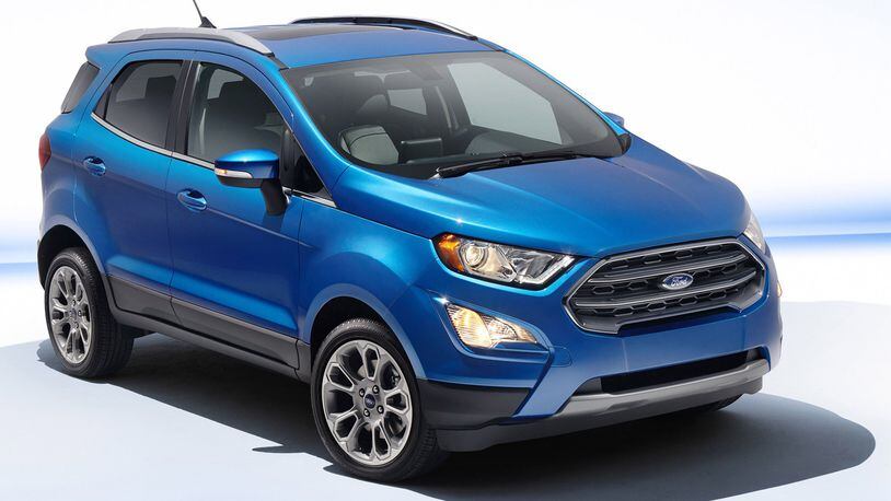 The 2018 Ford EcoSport can be customized with 10 available colors, six interior choices and ambient lighting options. EcoSport’s five-passenger interior features available SYNC 3 features available SYNC 3 with Apple CarPlay and Android Auto compatibility, plus there’s an available 8-inch voice activated touch screen. A rearview camera comes standard. Ford photo