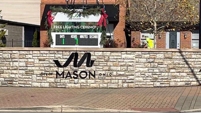 A digital clock on the Downtown Mason Plaza is counting down the minutes until the annual Christmas tree lighting ceremony and fun from 6:30 to 8:30 p.m. Friday, Dec. 2. CONTRIBUTED