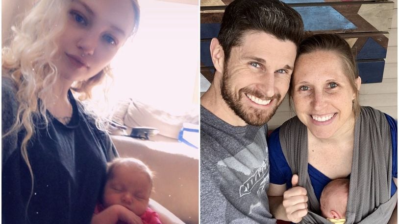 LEFT: Sarah Mayne, 20, of Hamilton, became a first-time mother when her daughter, Scarlett Annabelle Mills, was born May 1 at Fort Hamilton Hospital. RIGHT: Wendy and Joseph Rice, of Southgate, Ky., became first-time parents when their son son, Lucas James Rice, was born March 22 at Atrium Medical Center in Middletown. SUBMITTED PHOTOS