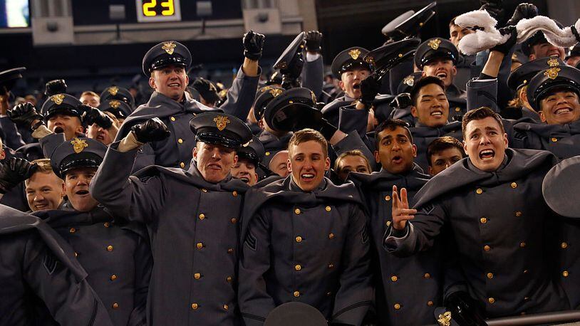 BALTIMORE, MD - DECEMBER 10: Cadets celebrate after the Army Black Knights defeated the Navy Midshipmen 21-17 at M&T Bank Stadium on December 10, 2016 in Baltimore, Maryland. (Photo by Aaron P. Bernstein/Getty Images)