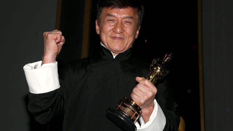 HOLLYWOOD, CA - NOVEMBER 12: Honoree Jackie Chan poses with his award during the Academy of Motion Picture Arts and Sciences' 8th annual Governors Awards at The Ray Dolby Ballroom at Hollywood & Highland Center on November 12, 2016 in Hollywood, California. (Photo by Frederick M. Brown/Getty Images)