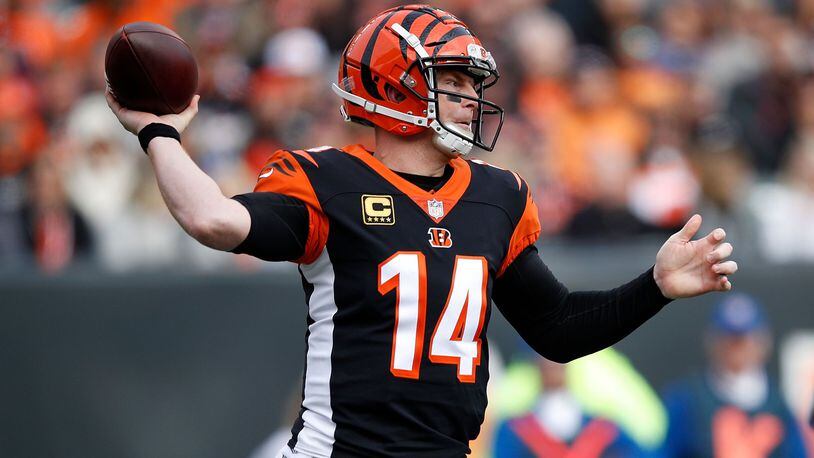 CINCINNATI, OH - NOVEMBER 25: Andy Dalton #14 of the Cincinnati Bengals throws a pass during the second quarter of the game against the Cleveland Browns at Paul Brown Stadium on November 25, 2018 in Cincinnati, Ohio. (Photo by Joe Robbins/Getty Images)