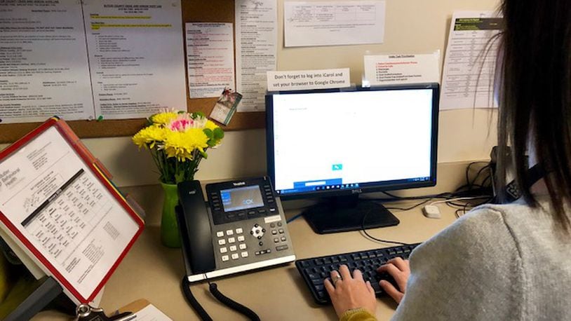 Emily Bacon with the crisis hotline started receiving test texts Thursday with the expansion of services for the Butler County crisis hotline.