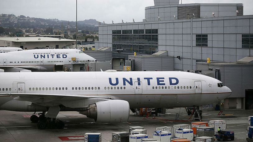 United Airlines planes sit on the tarmac at San Francisco International Airport in July 2015.