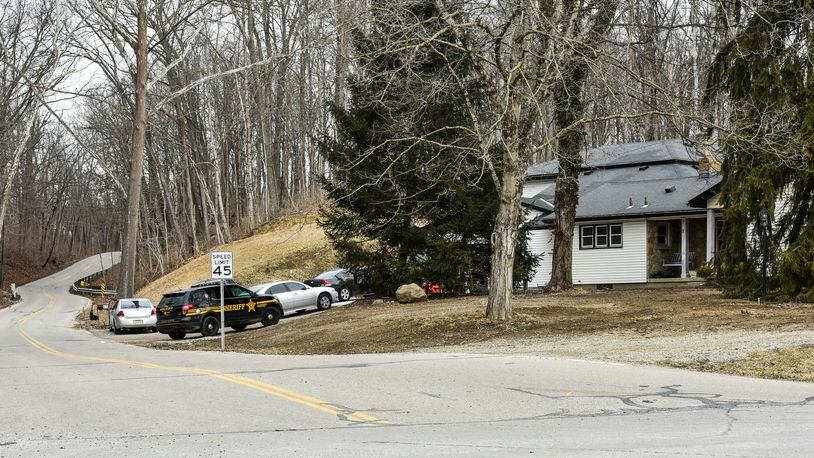 Two juveniles face charges in connection to a fatal shooting of Austin Hensley, 18, that occurred Tuesday, Jan. 30 on Hine Road in Ross Township. The Butler County Sheriff’s Office was still on scene investigating Wednesday morning, Jan. 31. NICK GRAHAM/STAFF