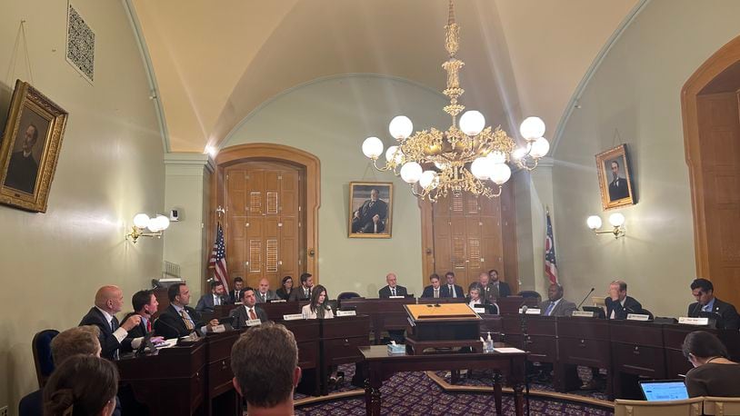 The Ohio House Ways and Means Committee debates amendments to a measure that will give property taxpayers relief in the face of enormous property value hikes. AVERY KREEMER/STAFF