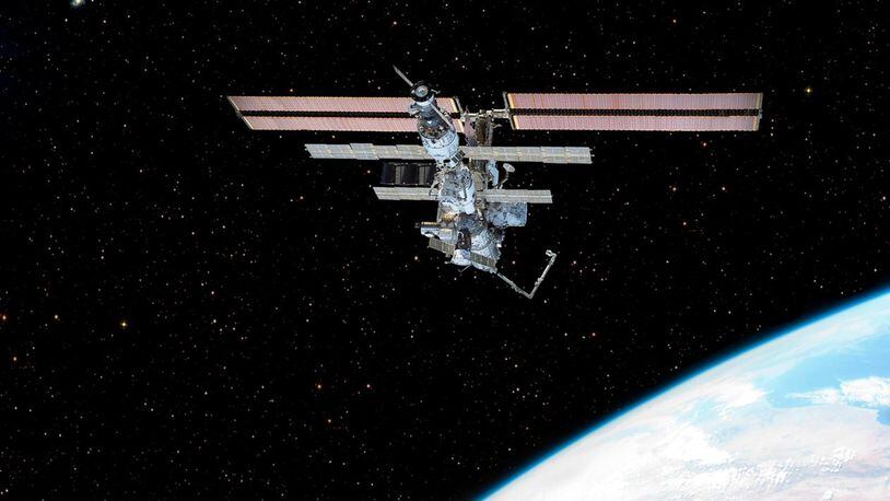 File illustration of a space station in orbit of Earth