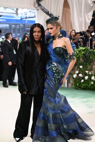 Zendaya and Law Roach at the Metropolitan Museum of Art's Costume Institute benefit gala in New York, May 6, 2024. (Nina Westervelt/The New York Times)