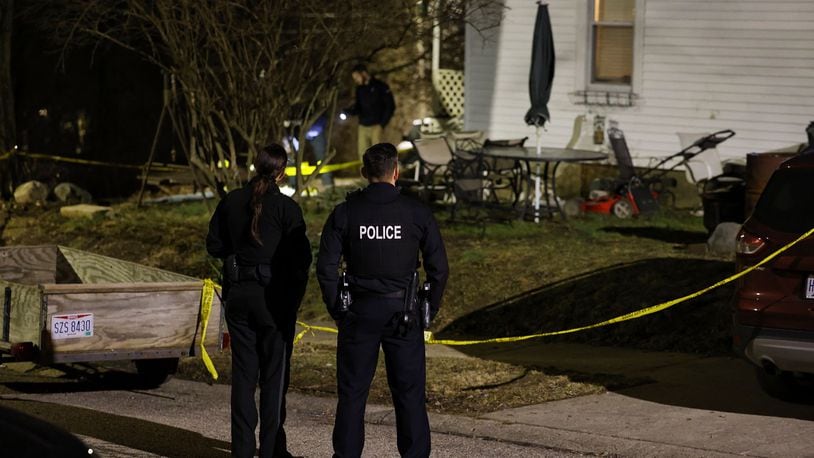 Police are on the scene of a double shooting on Summer Street in Hamilton Feb. 21, 2022 NICK GRAHAM / STAFF