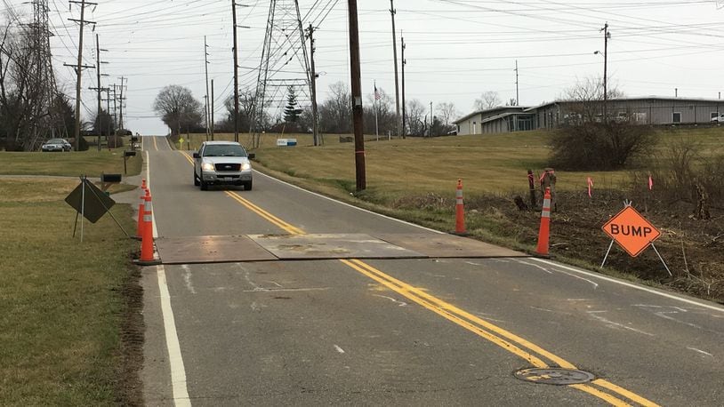 Monroe officials have closed Todhunter Road for the next two to three weeks, weather permitting, so that a new sanitary sewer line can be installed. ED RICHTER/STAFF