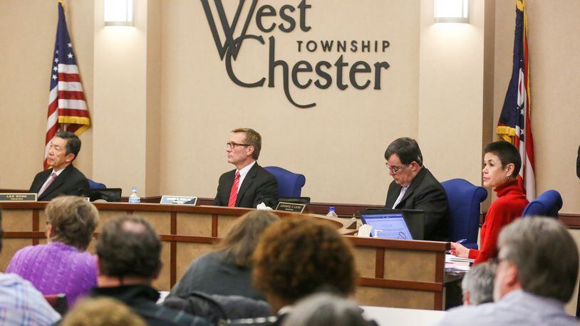 Trustees conducted public hearings Jan. 24 on a new hotel and UDF at West Chester Twp. Administration building. GREG LYNCH / STAFF