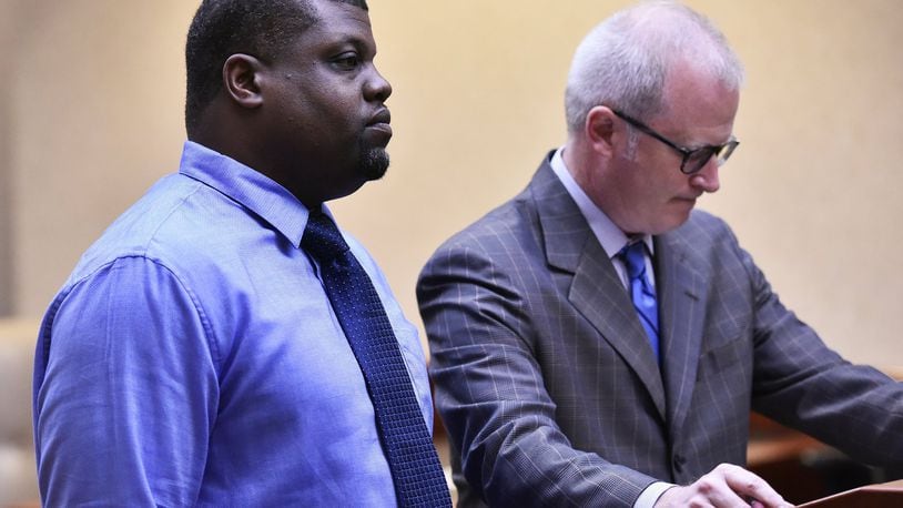 W. Sherman Jackson II appeared with attorney Chris Pagan for a pre-trial hearing Thursday, May 3, in Butler County Common Pleas Court in Hamilton. He is charged with three counts of rape and three counts of sexual battery for allegedly sexually assaulting two Miami University students in his vehicle, which he used as a taxi. NICK GRAHAM/STAFF