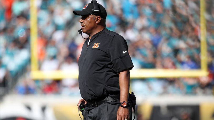 JACKSONVILLE, FL - NOVEMBER 05: Cincinnati Bengals head coach Marvin Lewis looks out to the field in the first half of their game against the Jacksonville Jaguars at EverBank Field on November 5, 2017 in Jacksonville, Florida. (Photo by Logan Bowles/Getty Images)