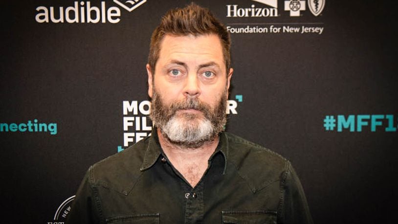MONTCLAIR, NJ - MAY 05:  Actor Nick Offerman arrives at the Montclair Film Festival on May 5, 2018 in Montclair, NJ.  (Photo by Dave Kotinsky/Getty Images for Montclair Film Festival)
