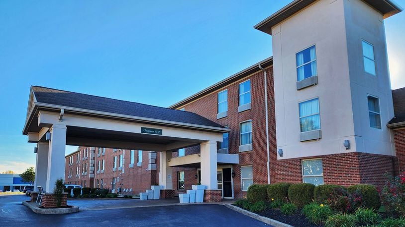 A man was found dead in Oct. 2022 in the hallway on the second floor of this Holiday Inn Express at 6755 Fairfield Business Center Drive. NICK GRAHAM/STAFF