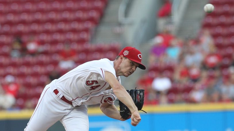 Reds starter Sonny Gray pitches against the Cardinals on Thursday, Aug. 15, 2019, at Great American Ball Park in Cincinnati. David Jablonski/Staff