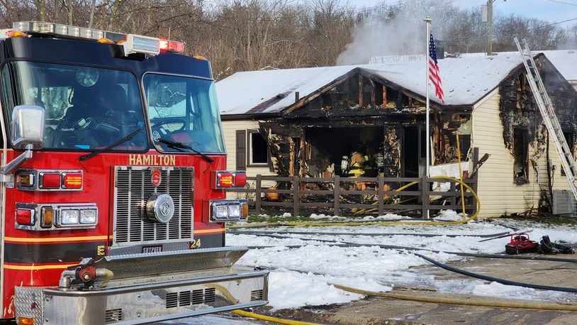 St. Clair Twp. firefighters battled a fire Tuesday morning in Sharon Park. Nick Graham/STAFF