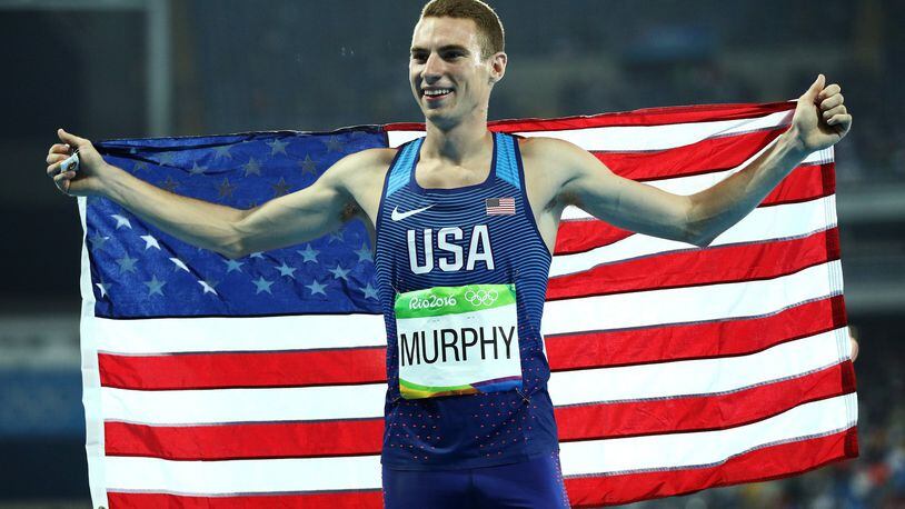 RIO DE JANEIRO, BRAZIL - AUGUST 15: Clayton Murphy of the United States celebrates after winning the bronze medal in the Men’s 800m Final on Day 10 of the Rio 2016 Olympic Games at the Olympic Stadium on August 15, 2016 in Rio de Janeiro, Brazil. (Photo by Patrick Smith/Getty Images)