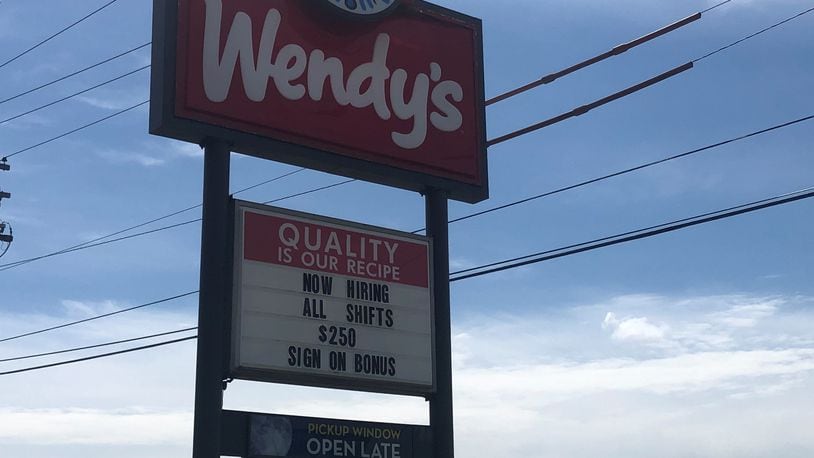 National fast-food chain Wendy's has immediate job openings and is paying a $250 bonus to new employees. RICK McCRABB/STAFF