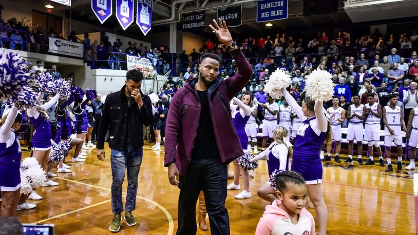 Bill Edwards, Jr. was one of many former Middie basketball players honored before the final game at Wade E. Miller Gymnasium as Middletown Middies hosted Hamilton Big Blue at Middletown Middle School Friday, Dec. 8, 2017, in Middletown. NICK GRAHAM/STAFF