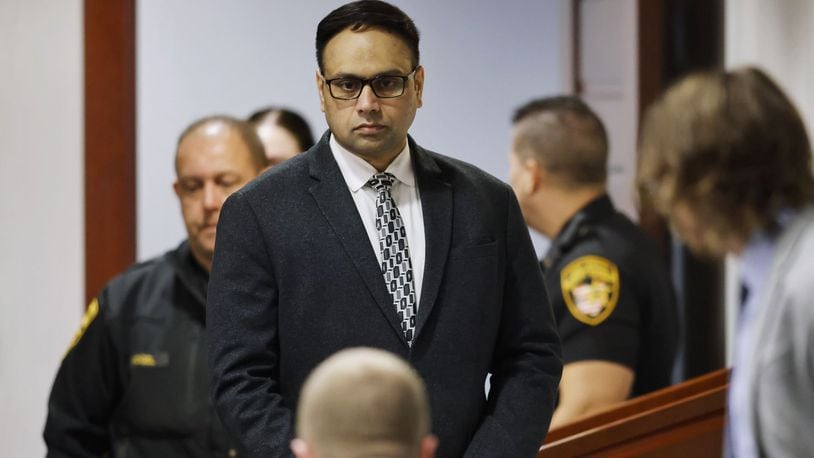 Gurpreet Singh, who is on trial for the killings of his wife and three family members in their West Chester home, is seen in Butler County Common Peas Court on Wed., Oct. 19, 2022. NICK GRAHAM/STAFF