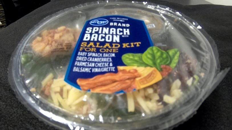 A new lawsuit alleges 15 Kroger products tested positive for lead, including this salad kit. LOT TAN/WCPO