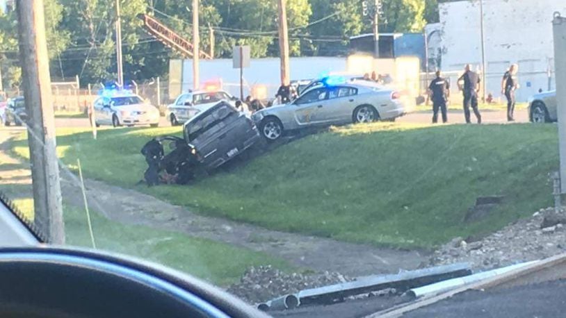 The Ohio Highway Patrol was involved in a pursuit and crash in northern Warren County on Tuesday night, June 27, 2017. (Courtesy/iWitness7)