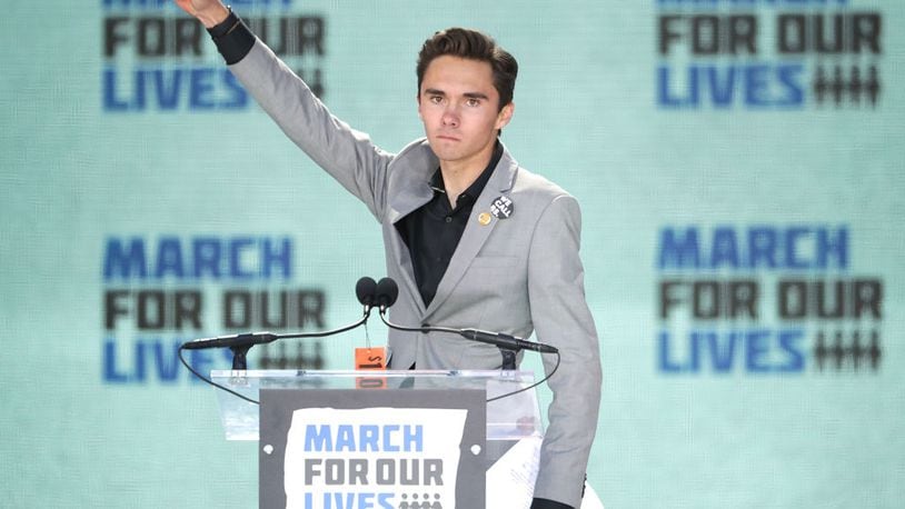 WASHINGTON, DC - MARCH 24:  Marjory Stoneman Douglas High School Student David Hogg addresses the March for Our Lives rally on March 24, 2018 in Washington, DC. Hundreds of thousands of demonstrators, including students, teachers and parents gathered in Washington for the anti-gun violence rally organized by survivors of the Marjory Stoneman Douglas High School shooting on February 14 that left 17 dead. More than 800 related events are taking place around the world to call for legislative action to address school safety and gun violence.  (Photo by Chip Somodevilla/Getty Images)