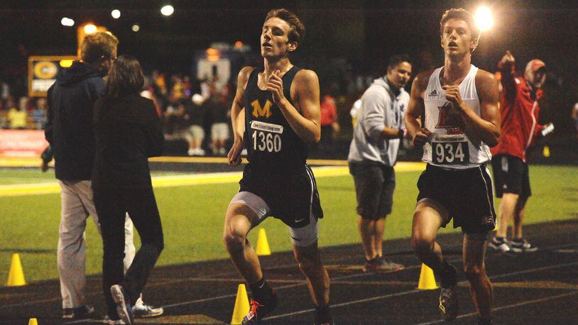 Monroe’s Christian Leach finished 21st in the boys Varsity A race in 16:49.2 to pace the Hornets on Saturday during Centerville’s Saturday Night Lights. CONTRIBUTED PHOTO BY GREG BILLING