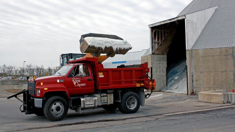 West Chester Twp.’s road division is responsible for keeping 222 miles of township roadway safe. Township officials say it has about 6,000 tons of salt on hand for the season. CONTRIBUTED