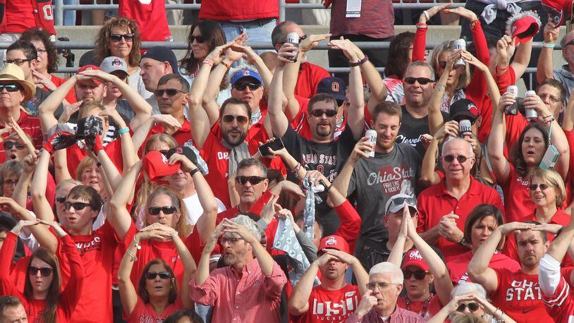 Ohio State fans cheer during a game against Northwestern on Saturday, Oct. 29, 2016, at Ohio Stadium in Columbus. David Jablonski/Staff