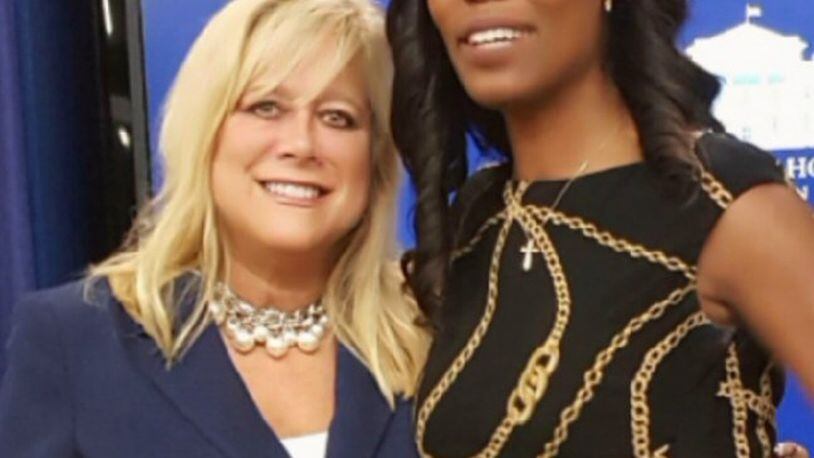 Montgomery County Commissioner Deb Lieberman, left, with White House aide Omarosa Manigault. Lieberman was one of the few Democrats who met with White House officials Tuesday about the opioid crisis and other issues. “They listened,” Lieberman said of the meeting.