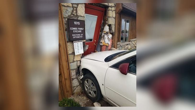 A Middletown man was charged with open container after he admitted to police he drank a beer after crashing Nov. 4 into Combs Family Eyecare, 1025 Summit Drive. SUBMITTED PHOTO