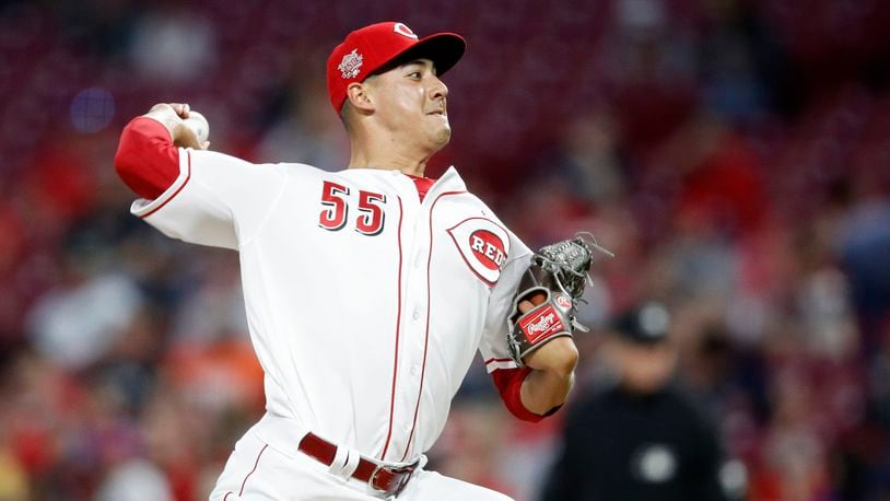 CINCINNATI, OH - APRIL 23: Robert Stephenson #55 of the Cincinnati Reds pitches in the sixth inning against the Atlanta Braves at Great American Ball Park on April 23, 2019 in Cincinnati, Ohio. The Reds defeated the Braves 7-6. (Photo by Joe Robbins/Getty Images)