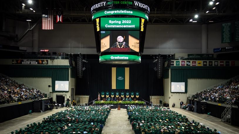 Almost 1,700 students will graduate at three Wright State University spring commencement ceremonies this weekend, with the first held Saturday morning. Courtesy Wright State University/Erin Pence