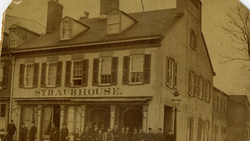 The Straub House hotel, seen here in a photograph taken in 1885, was built by John Winton in 1824 on the northwest corner of Main and Water streets in Rossville. BUTLER CO. HISTORICAL SOCIETY/CONTRIBUTED