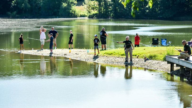 In 2017, nearly 40 kids participated in Fish with the Sheriff in Fairfield. The event is scheduled for Saturday at the lake on Joe Nuxhall Way. NICK GRAHAM/STAFF