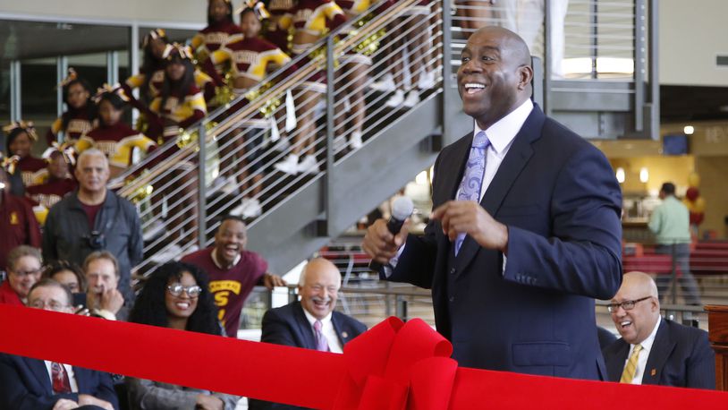 Earvin Magic Johnson was in attendance at Central State University in October 2015 to celebrate the opening of the new CSU Student Center. TY GREENLEES / STAFF