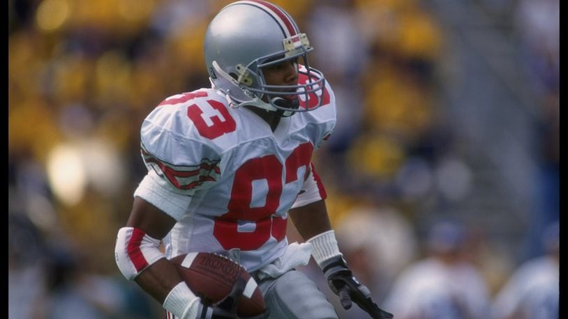 18 Sep 1995:  Wide receiver Terry Glenn of the Ohio State Buckeyes runs during a game against the Pittsburgh Panthers at Pitt Stadium in Pittsburgh, Pennsylvania.  Ohio State won the game, 63-28. Mandatory Credit: Rick Stewart  /Allsport