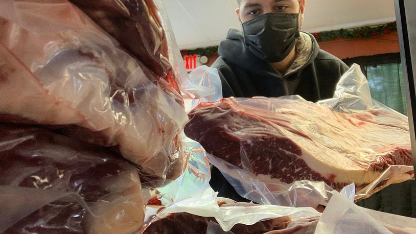 Younes Mazouz, owner of Xenia Meats, has started selling frozen and fresh meat retail at his shop at 114 Brush Row Road. MARSHALL GORBY\STAFF