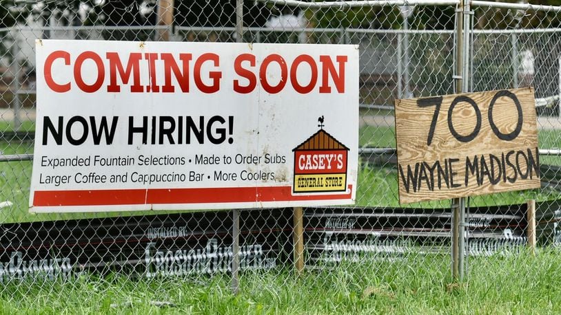 Casey’s General Store is constructing a convenience store and gas station at 700 Wayne Madison Road in Trenton. NICK GRAHAM/STAFF