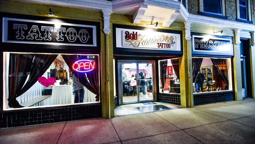 Bold Traditions Tattoo and other businesses and restaurants in downtown Middletown were open for First Friday Feb. 2. NICK GRAHAM/STAFF