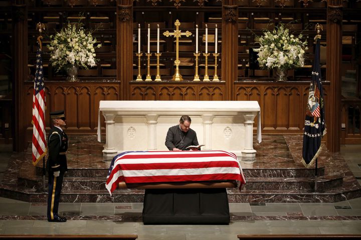 Photos: President George H.W. Bush lies in repose at Houston church