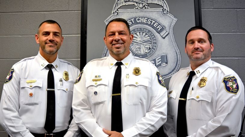 West Chester Police Chief Joel Herzog has been accused of creating a hostile work environment by two of his command staff, Capt. Jamie Hensley and Capt. Joe Gutman, pictured here.
