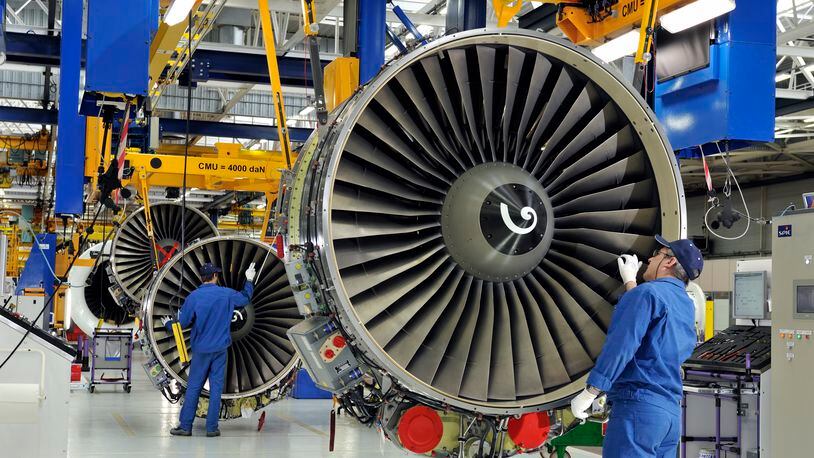 Final assembly of the CFM56-5B jet engine produced by GE Aviation joint venture CFM International.